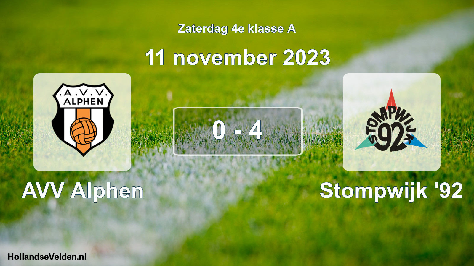 Total number of matches played: AVV Alphen - Stompwijk '92 0 - 4 (11 November 2023)
