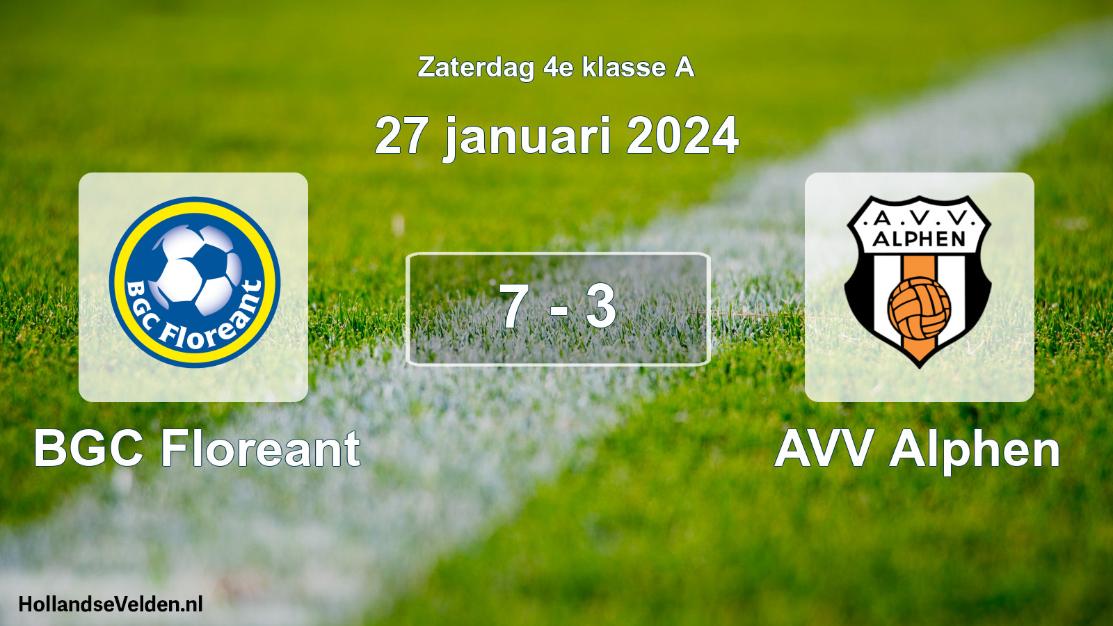 Total number of matches played: BGC Floreant - AVV Alphen 7 - 3 (27 January 2024)