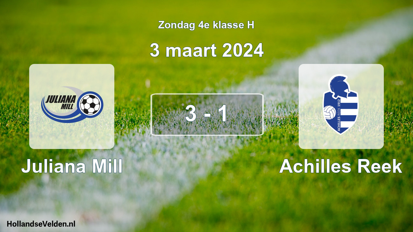 Total number of matches played: Juliana Mill - Achilles Reek 3 - 1 (3 March 2024)