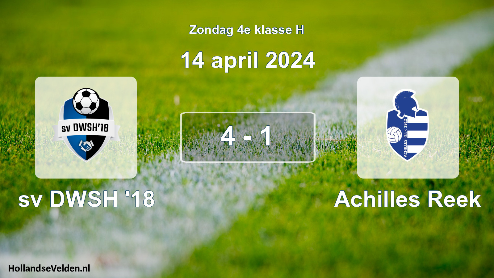 Total number of matches played: sv DWSH '18 - Achilles Reek 4 - 1 (14 April 2024)