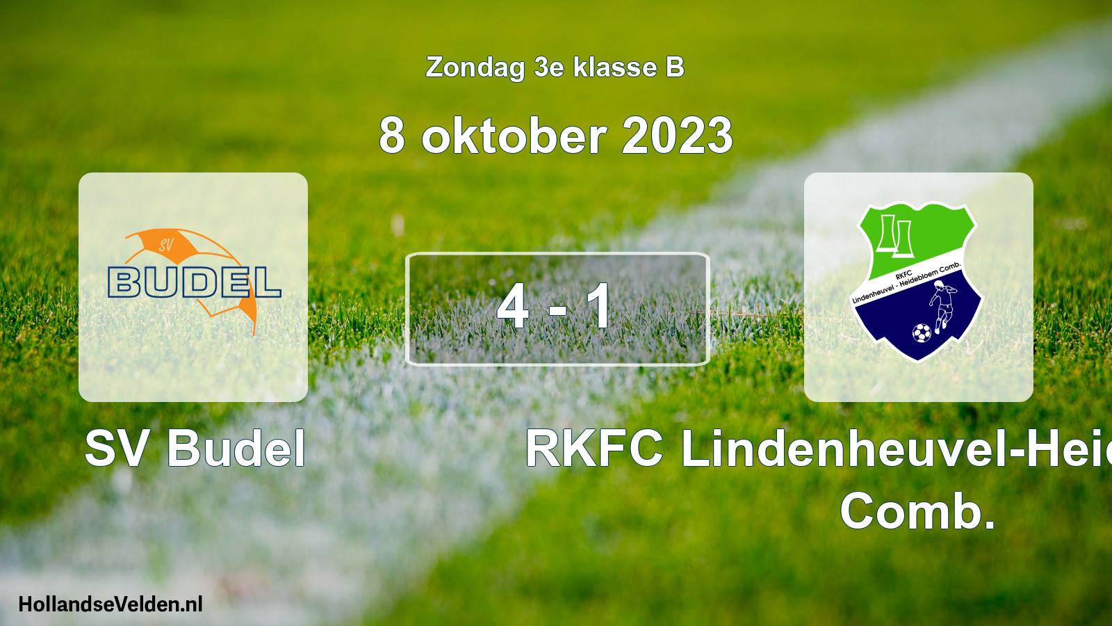 Total number of matches played: SV Budel - RKFC Lindenheuvel-Heidebloem Comb. 4 - 1 (8 October 2023)