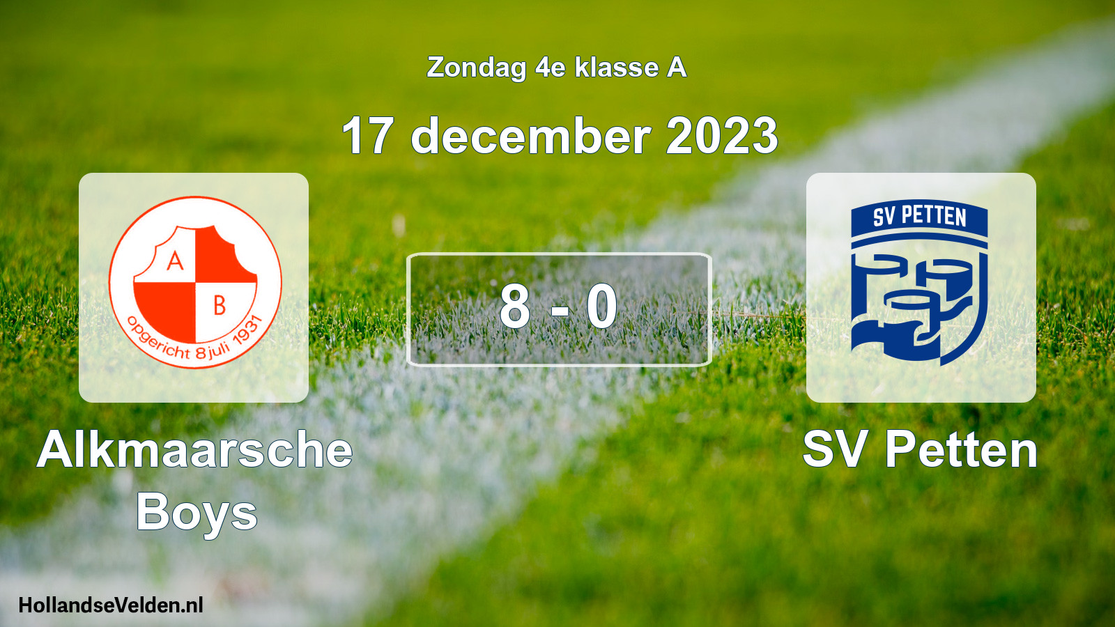 Total number of matches played: Alkmaarsche Boys - SV Petten 8 - 0 (17 December 2023)