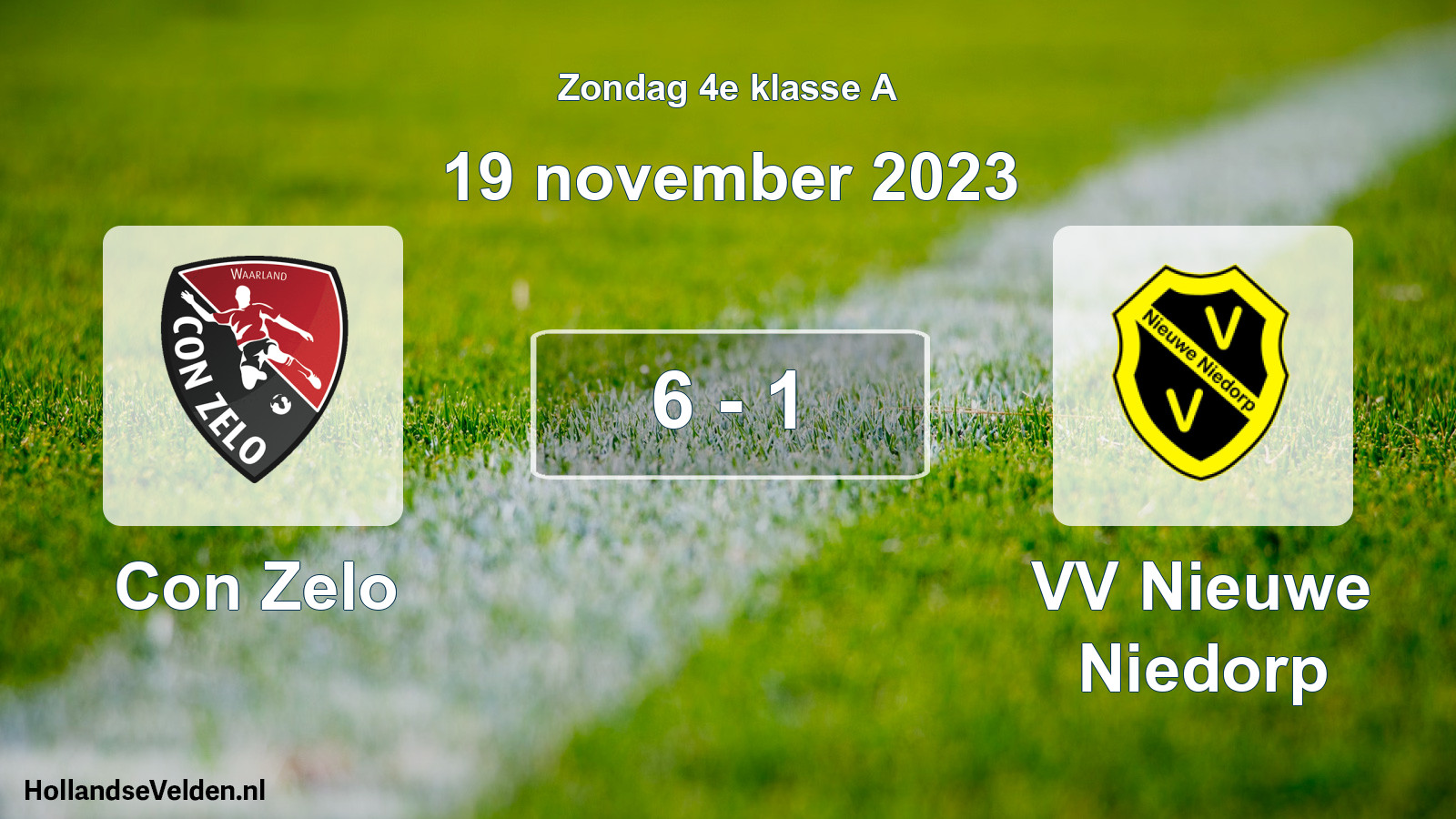 Total number of matches played: Con Zelo - VV Nieuwe Niedorp 6 - 1 (19 November 2023)
