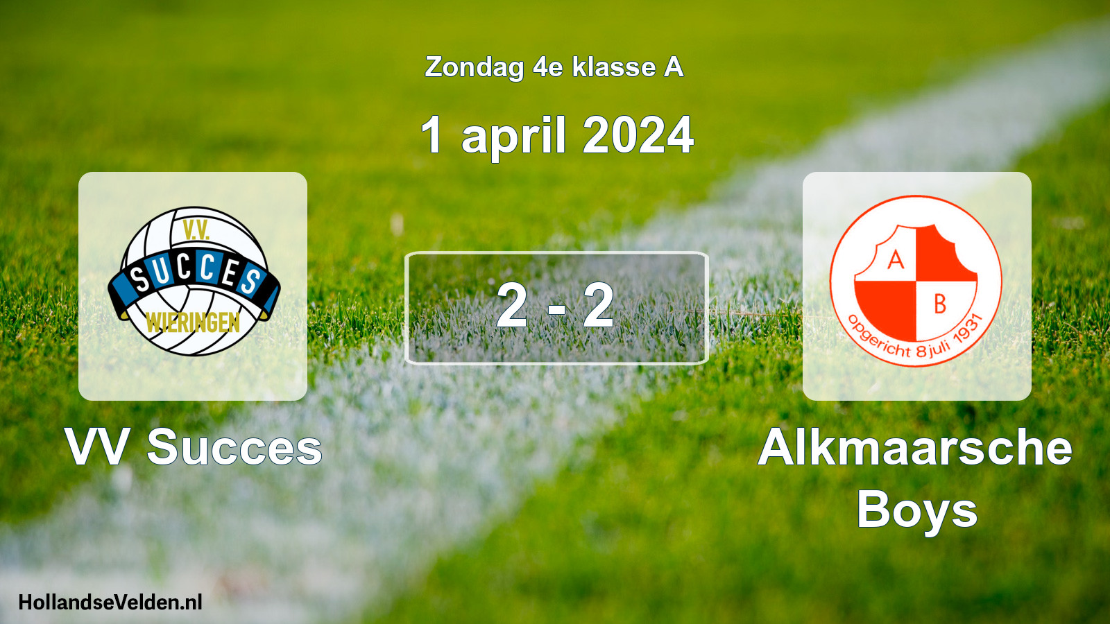 Total number of matches played: VV Succes - Alkmaarsche Boys 2 - 2 (1 April 2024)