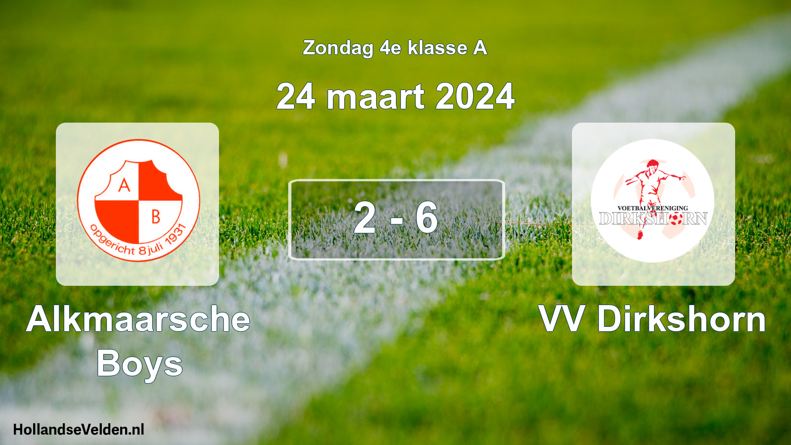 Total number of matches played: Alkmaarsche Boys - VV Dirkshorn 2 - 6 (24 March 2024)