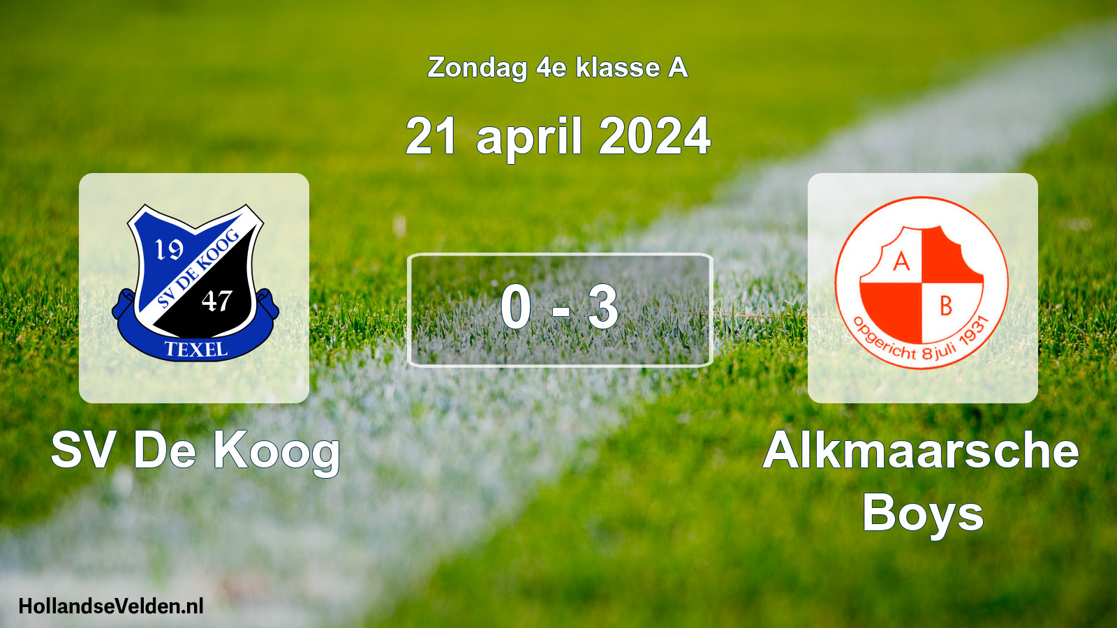 Total number of matches played: SV De Koog - Alkmaarsche Boys 0 - 3 (21 April 2024)
