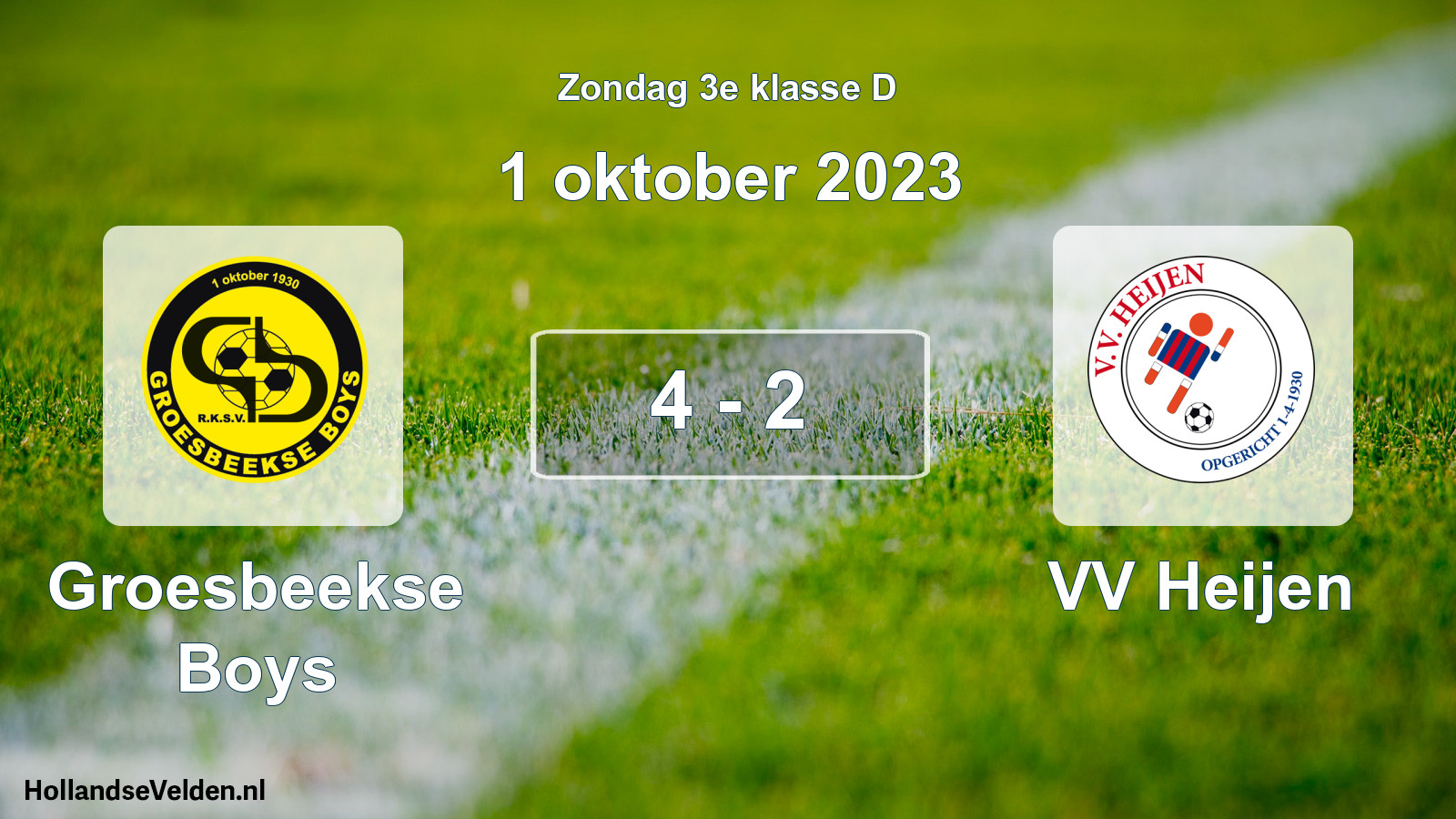Total number of matches played: Groesbeekse Boys - VV Heijen 4 - 2 (1 October 2023)