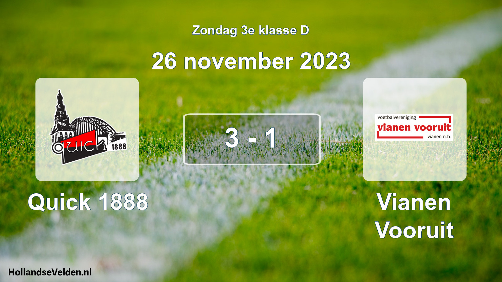 Total number of matches played: Quick 1888 - Vianen Vooruit 3 - 1 (26 November 2023)