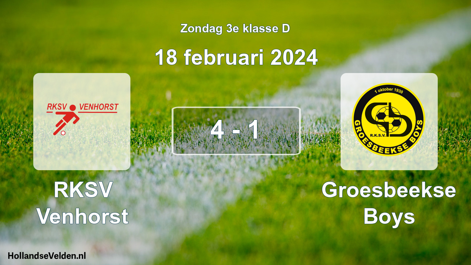 Total number of matches played: RKSV Venhorst - Groesbeekse Boys 4 - 1 (18 February 2024)