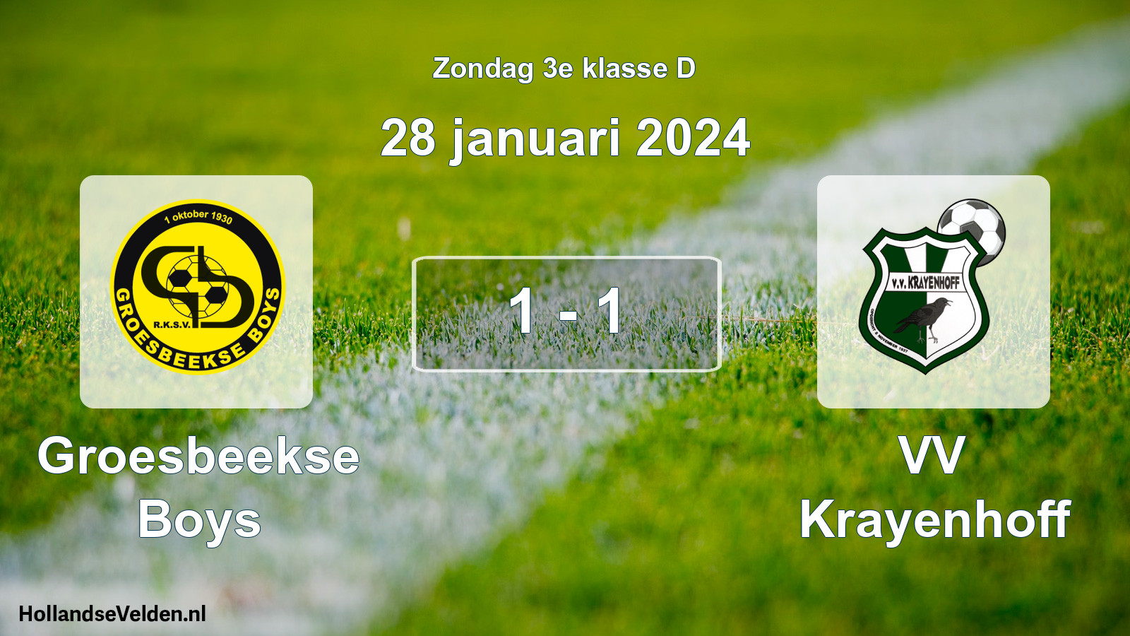 Total number of matches played: Groesbeekse Boys - VV Krayenhoff 1 - 1 (28 January 2024)