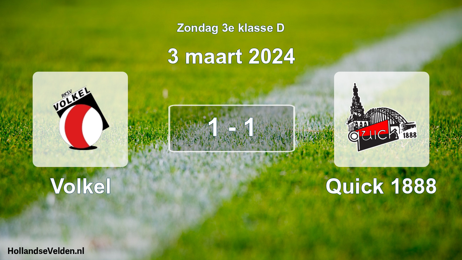 Total number of matches played: Volkel - Quick 1888 1 - 1 (3 March 2024)