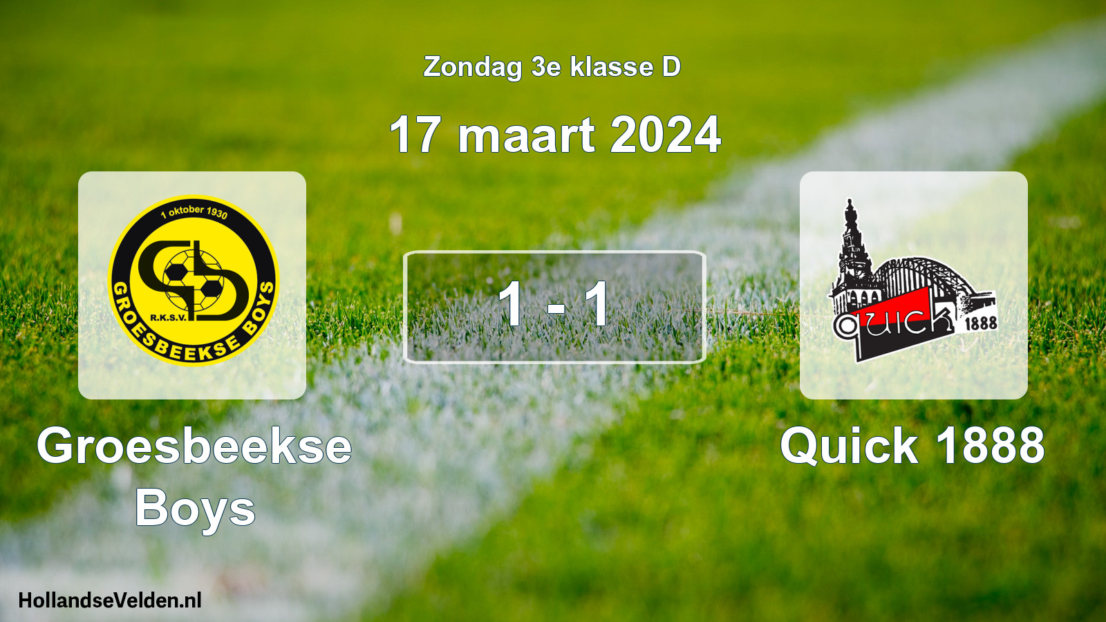 Total number of matches played: Groesbeekse Boys - Quick 1888 1 - 1 (17 March 2024)