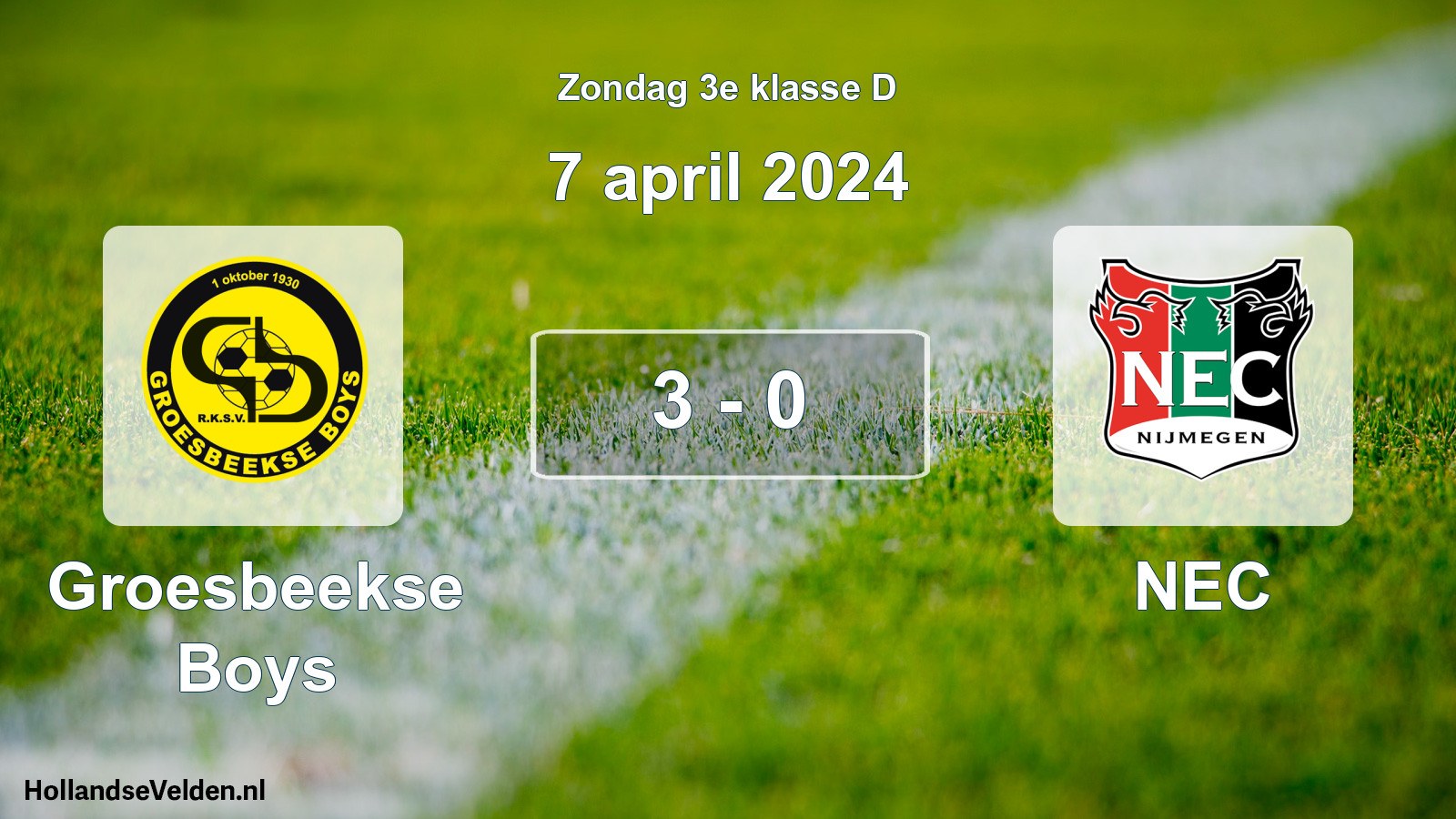 Total number of matches played: Groesbeekse Boys - NEC 3 - 0 (7 April 2024)