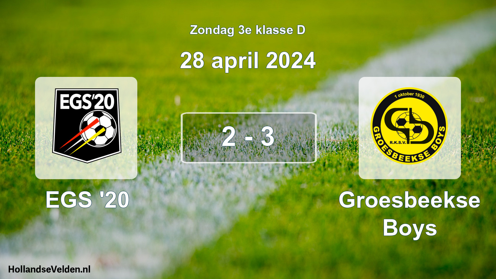 Total number of matches played: EGS '20 - Groesbeekse Boys 2 - 3 (28 April 2024)