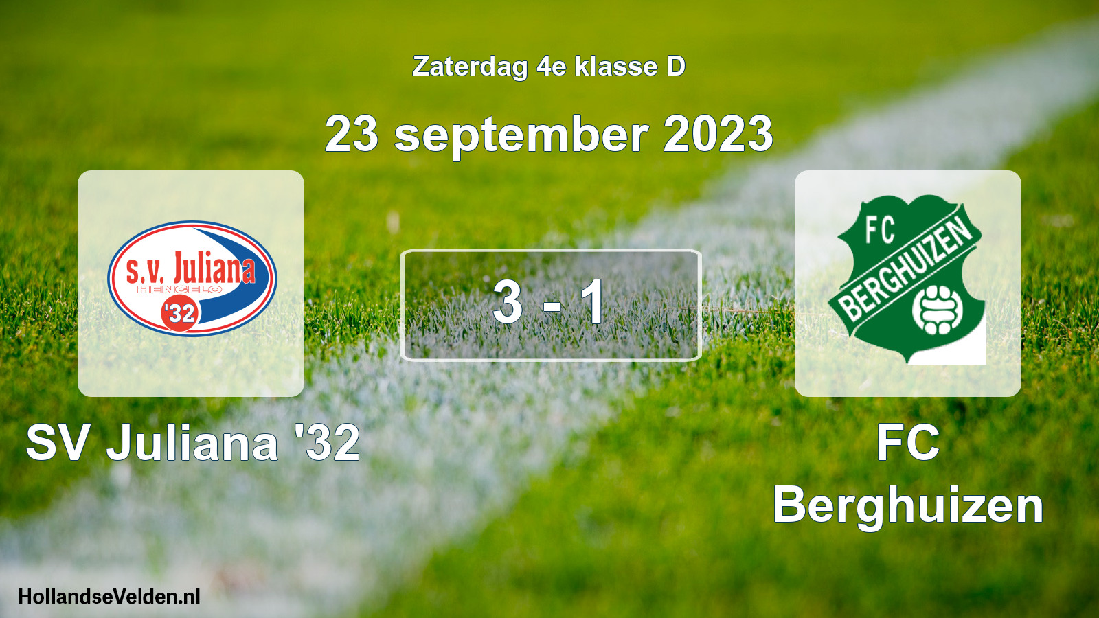 Total number of matches played: SV Juliana '32 - FC Berghuizen 3 - 1 (23 September 2023)