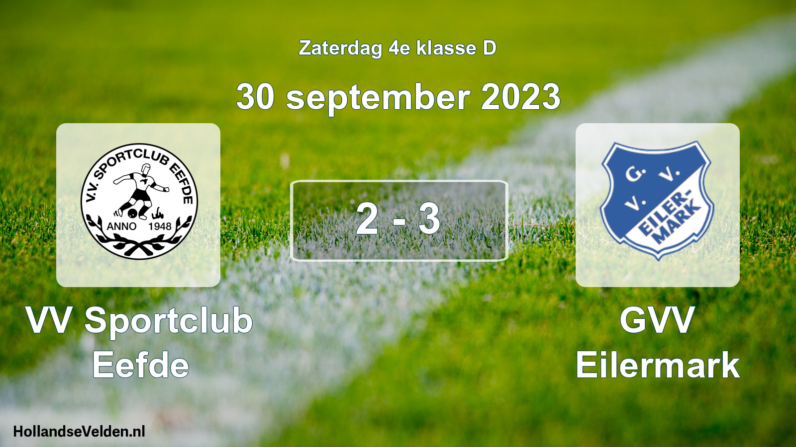 Total number of matches played: VV Sportclub Eefde - GVV Eilermark 2 - 3 (30 September 2023)