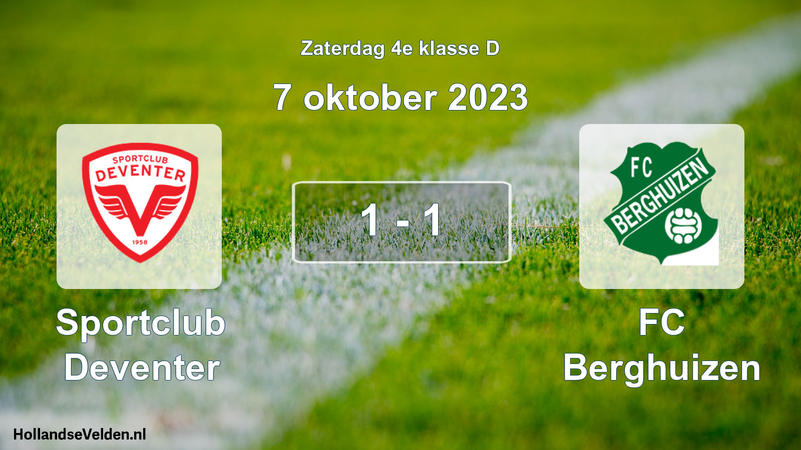 Total number of matches played: Sportclub Deventer - FC Berghuizen 1 - 1 (7 October 2023)