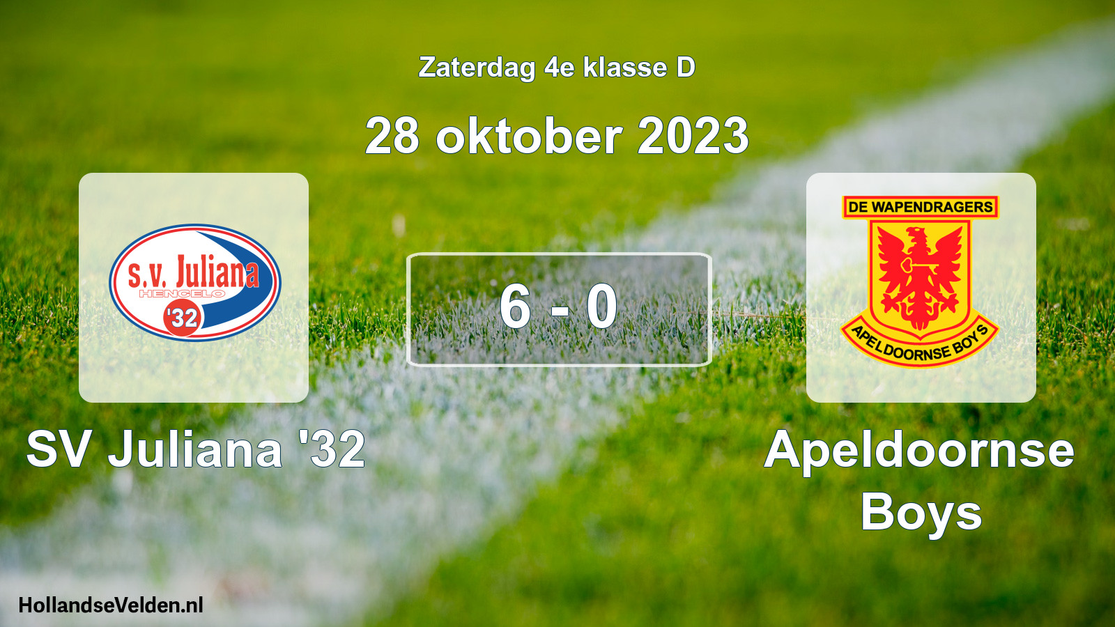 Total number of matches played: SV Juliana '32 - Apeldoornse Boys 6 - 0 (28 October 2023)