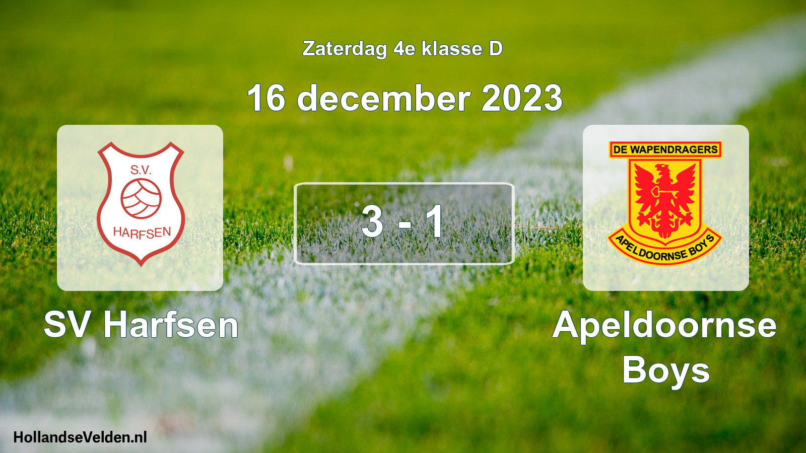 Total number of matches played: SV Harfsen - Apeldoornse Boys 3 - 1 (16 December 2023)