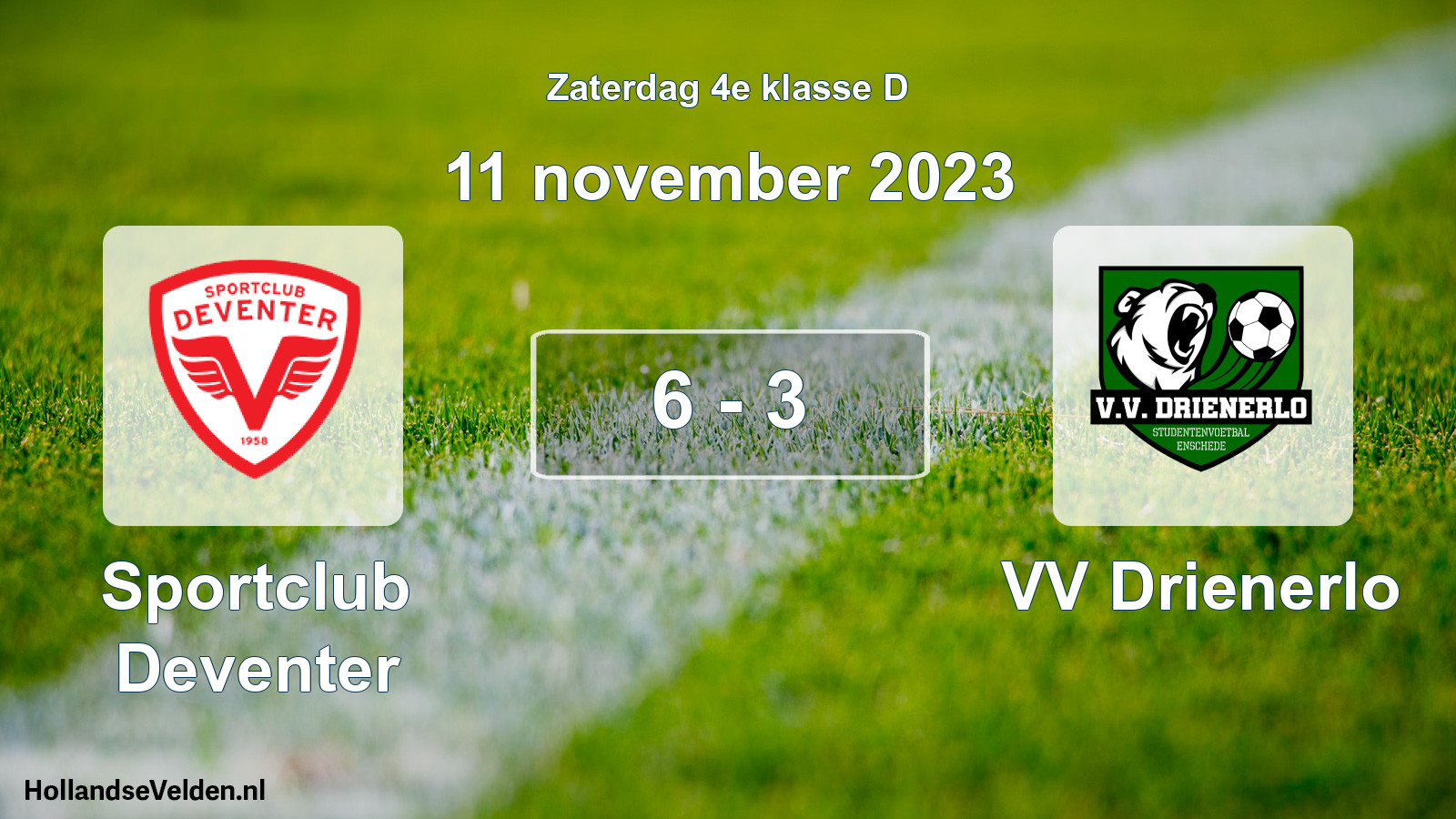 Total number of matches played: Sportclub Deventer - VV Drienerlo 6 - 3 (11 November 2023)