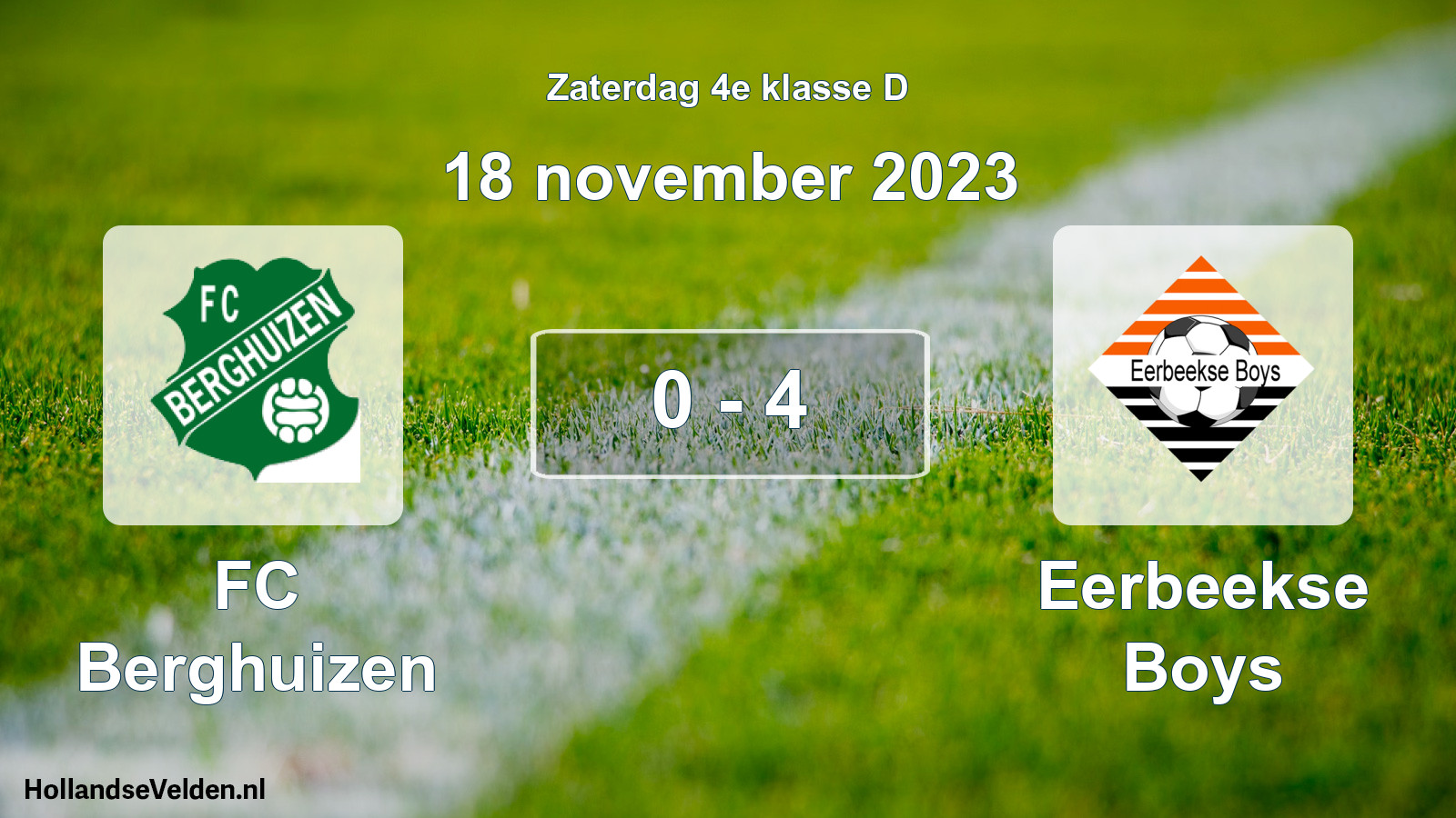 Total number of matches played: FC Berghuizen - Eerbeekse Boys 0 - 4 (18 November 2023)