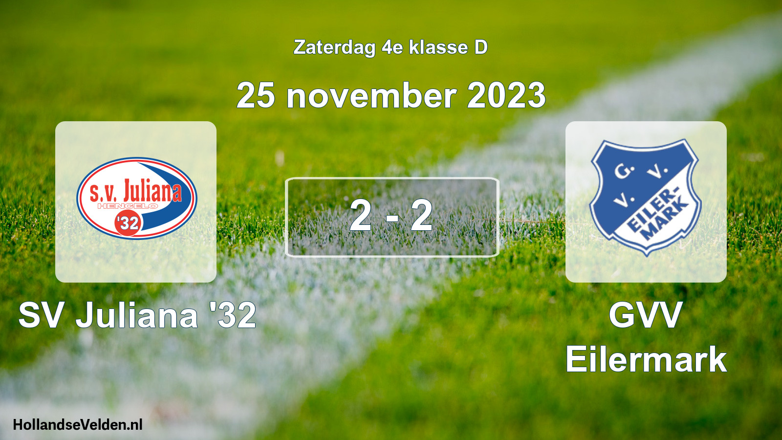Total number of matches played: SV Juliana '32 - GVV Eilermark 2 - 2 (25 November 2023)