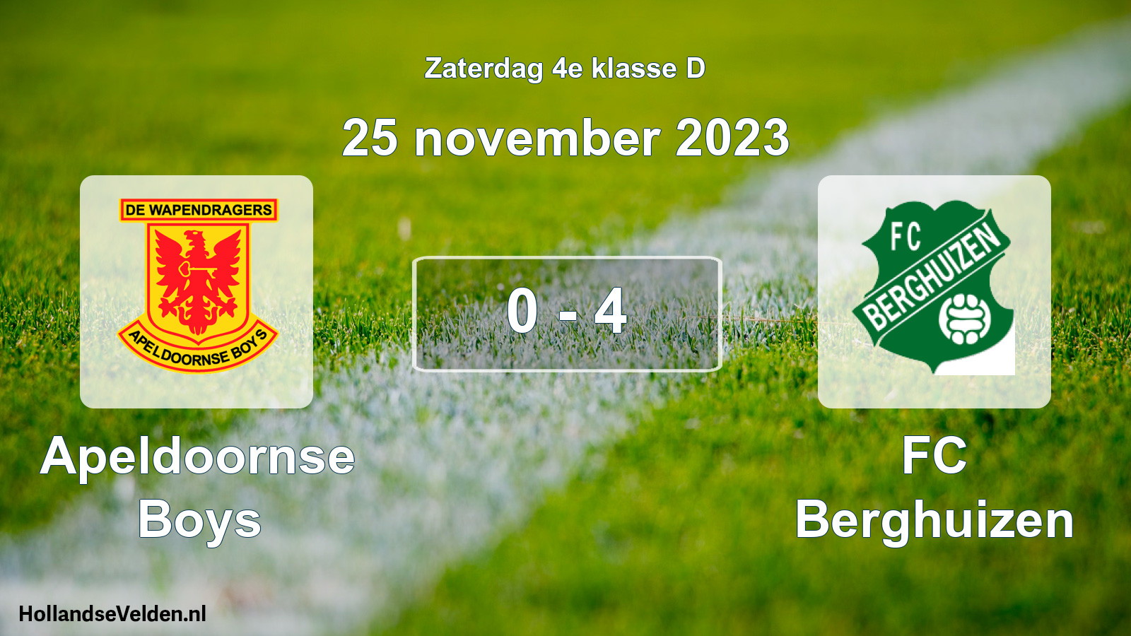 Total number of matches played: Apeldoornse Boys - FC Berghuizen 0 - 4 (25 November 2023)