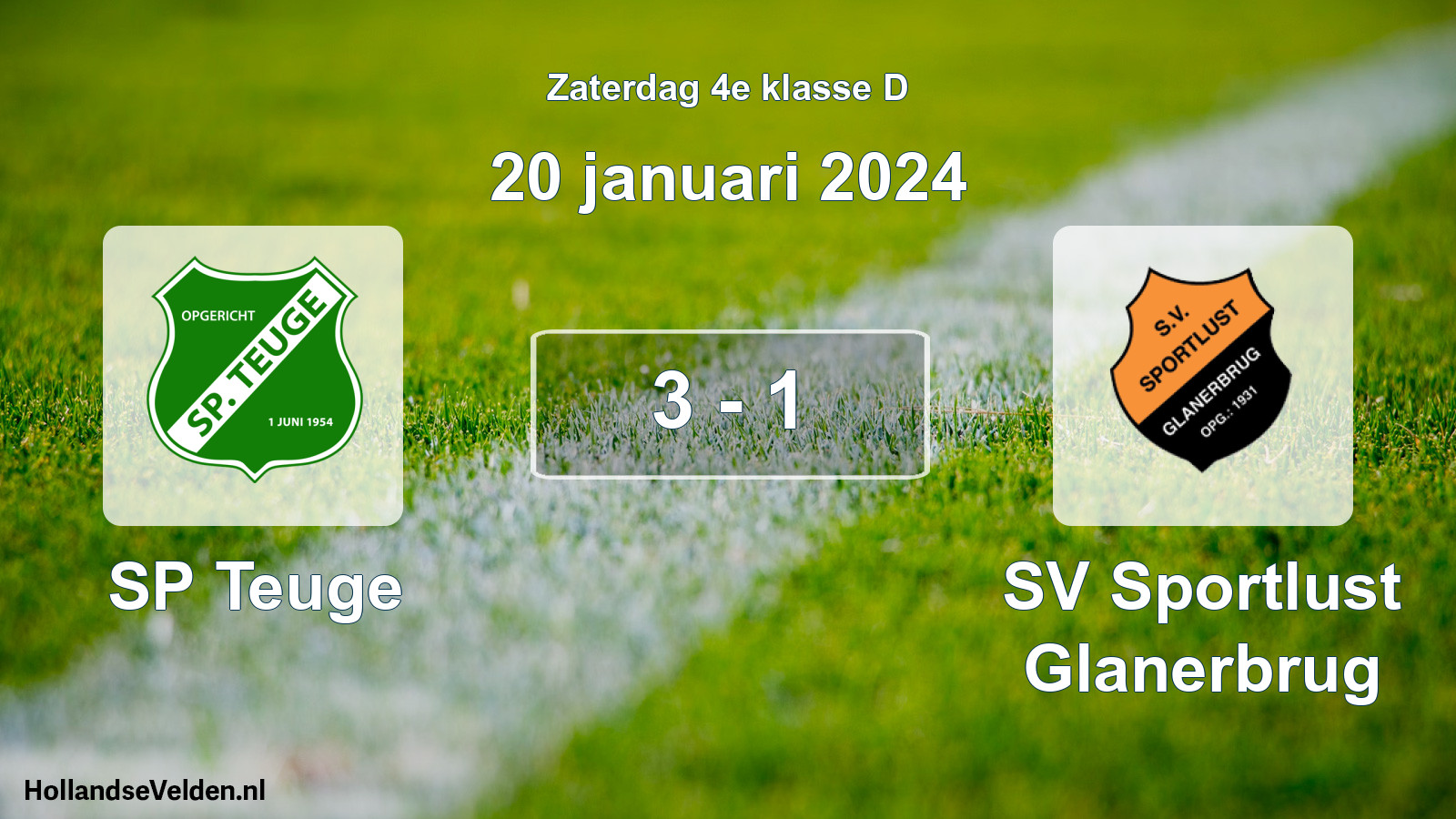 Total number of matches played: SP Teuge - SV Sportlust Glanerbrug 3 - 1 (20 January 2024)