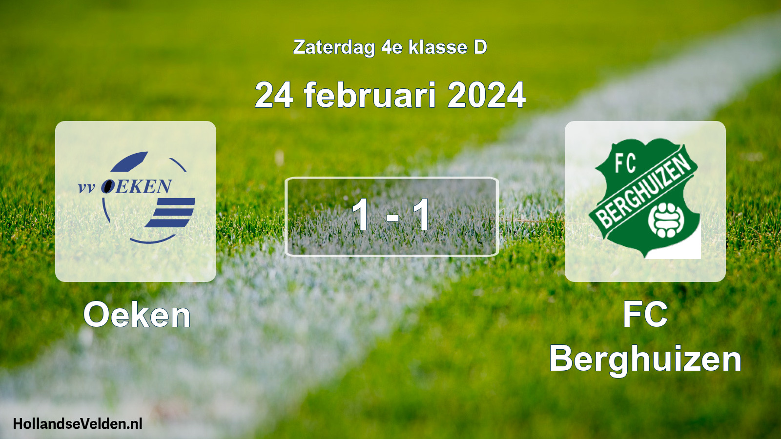 Total number of matches played: Oeken - FC Berghuizen 1 - 1 (24 February 2024)