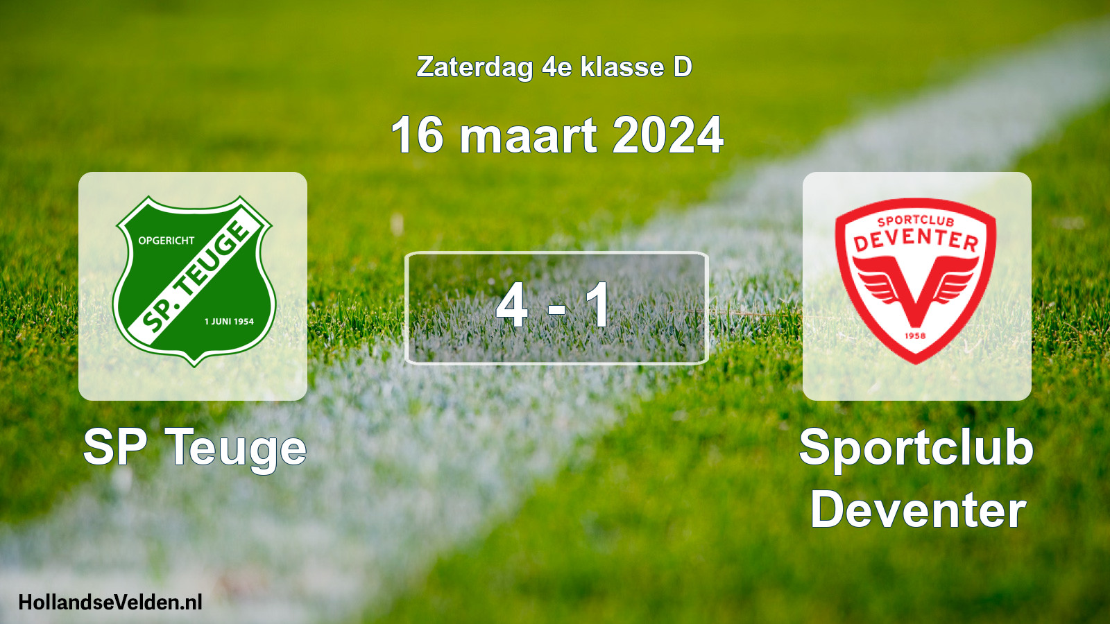 Total number of matches played: SP Teuge - Sportclub Deventer 4 - 1 (16 March 2024)