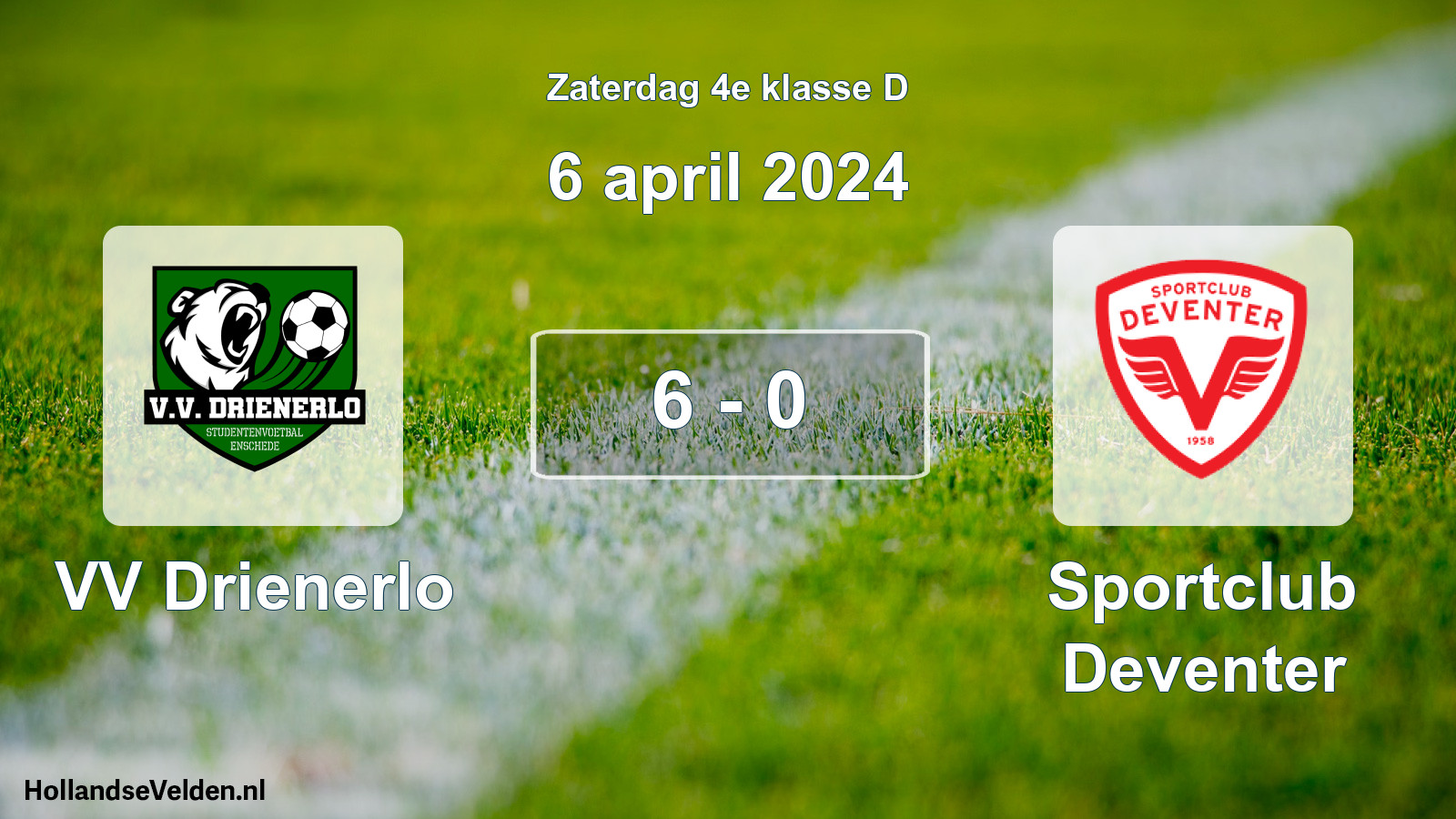 Total number of matches played: VV Drienerlo - Sportclub Deventer 6 - 0 (6 April 2024)