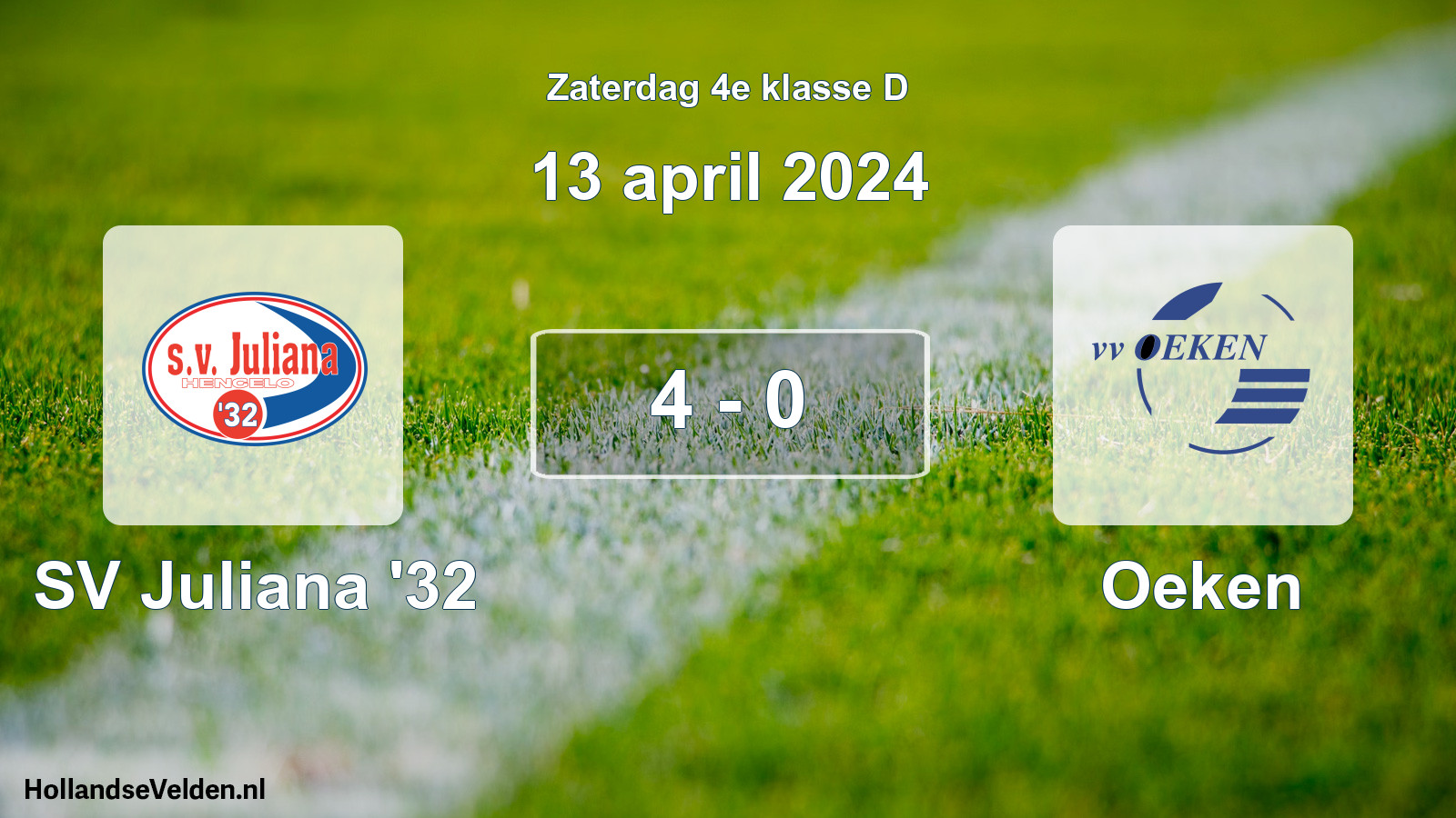 Total number of matches played: SV Juliana '32 - Oeken 4 - 0 (13 April 2024)