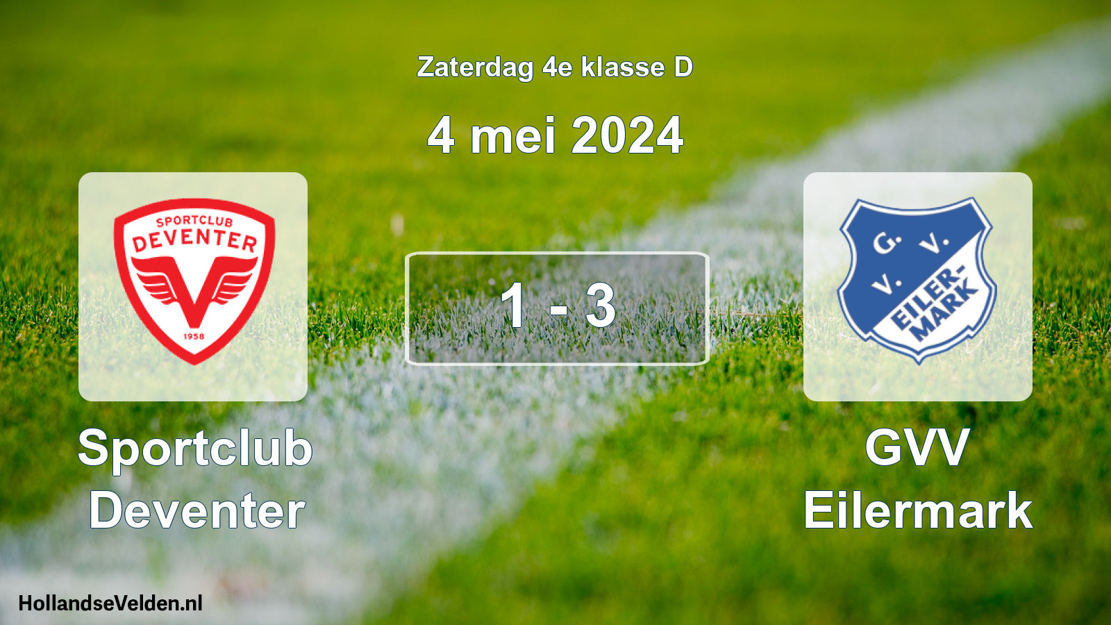 Total number of matches played: Sportclub Deventer - GVV Eilermark 1 - 3 (4 May 2024)