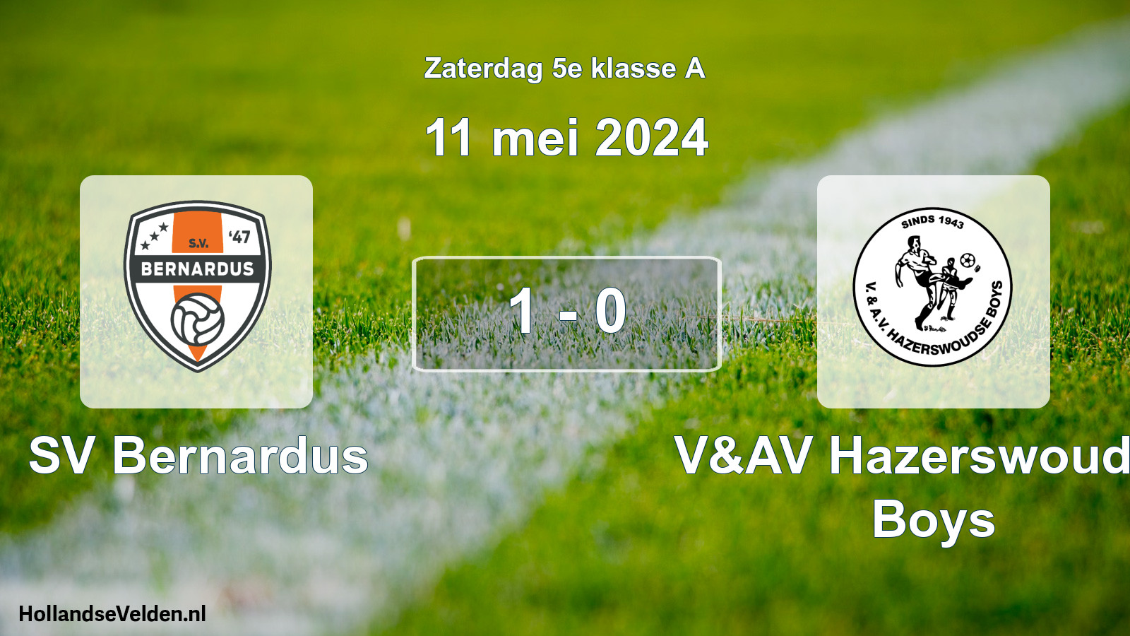 Total number of matches played: SV Bernardus - V&AV Hazerswoudse Boys 1 - 0 (11 May 2024)