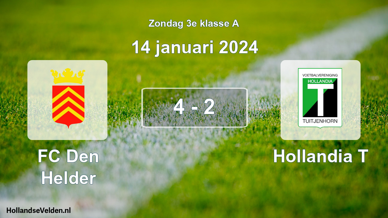 Total number of matches played: FC Den Helder - Hollandia T 4 - 2 (14 January 2024)