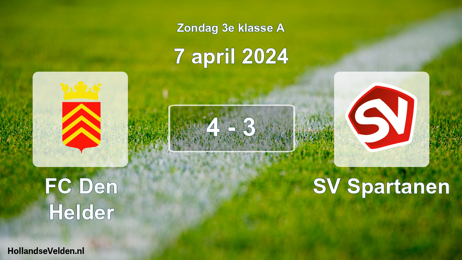 Total number of matches played: FC Den Helder - SV Spartanen 4 - 3 (7 April 2024)