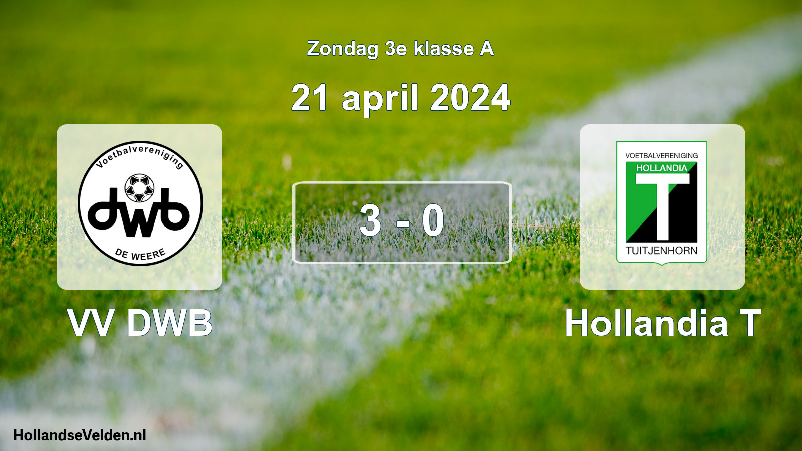 Total number of matches played: VV DWB - Hollandia T 3 - 0 (21 April 2024)