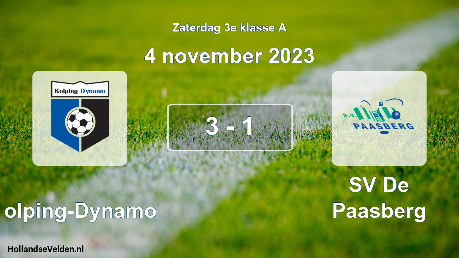 Total number of matches played: Kolping-Dynamo - SV De Paasberg 3 - 1 (4 November 2023)