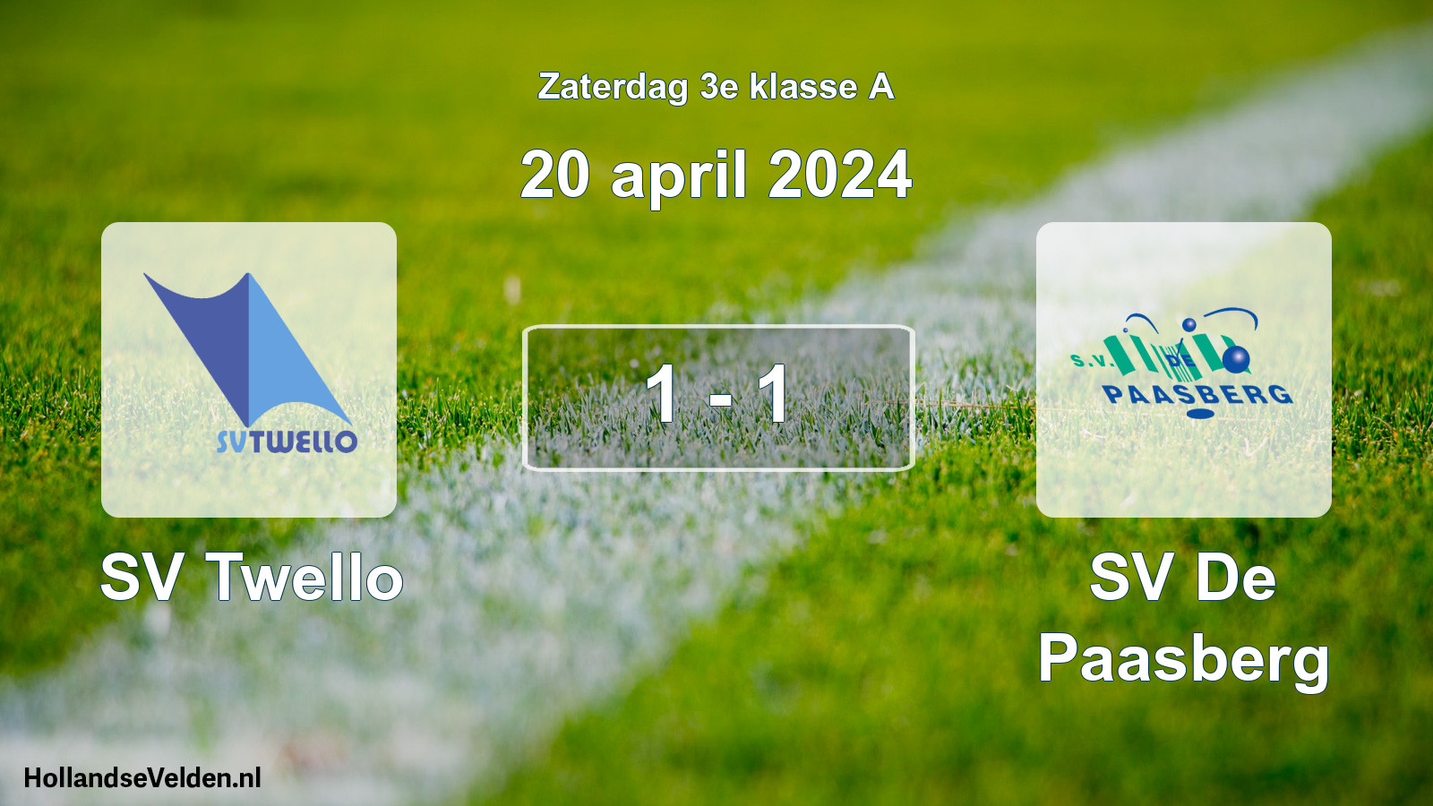 Total number of matches played: SV Twello - SV De Paasberg 1 - 1 (20 April 2024)
