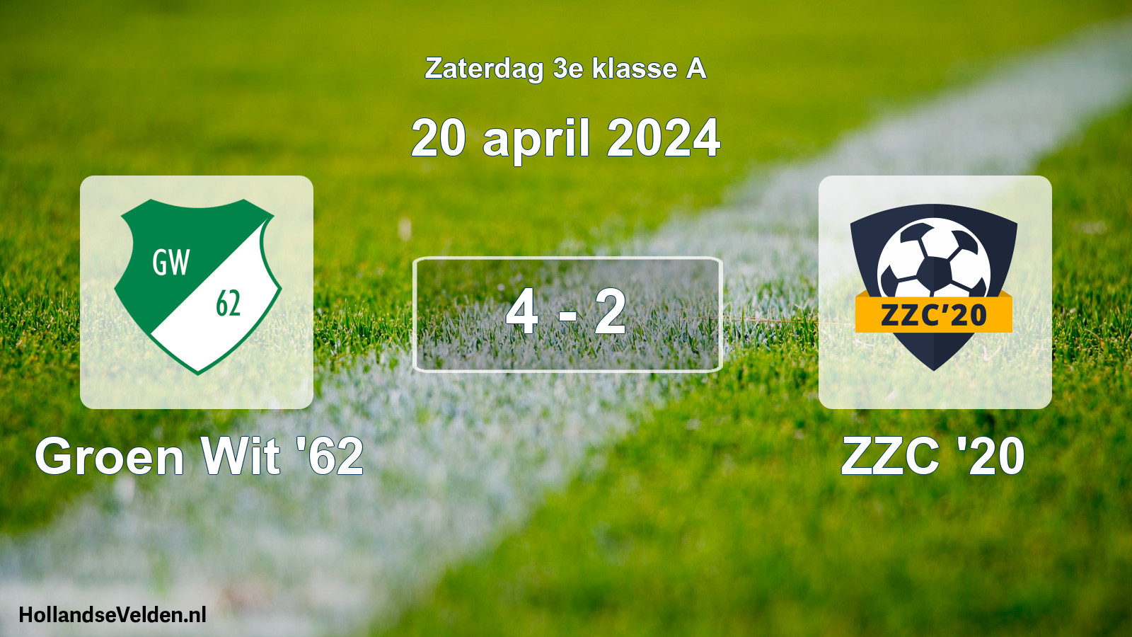 Total number of matches played: Groen Wit '62 - ZZC '20 4 - 2 (20 April 2024)