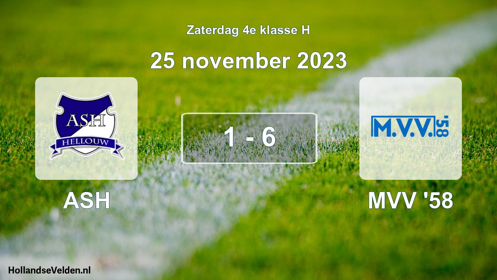 Total number of matches played: ASH - MVV '58 1 - 6 (25 November 2023)