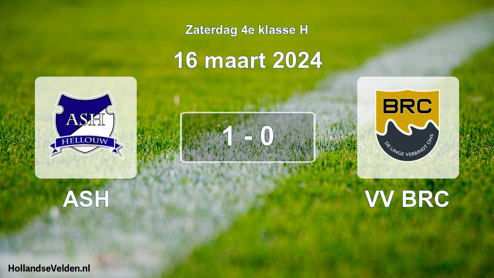 Total number of matches played: ASH - VV BRC 1 - 0 (16 March 2024)