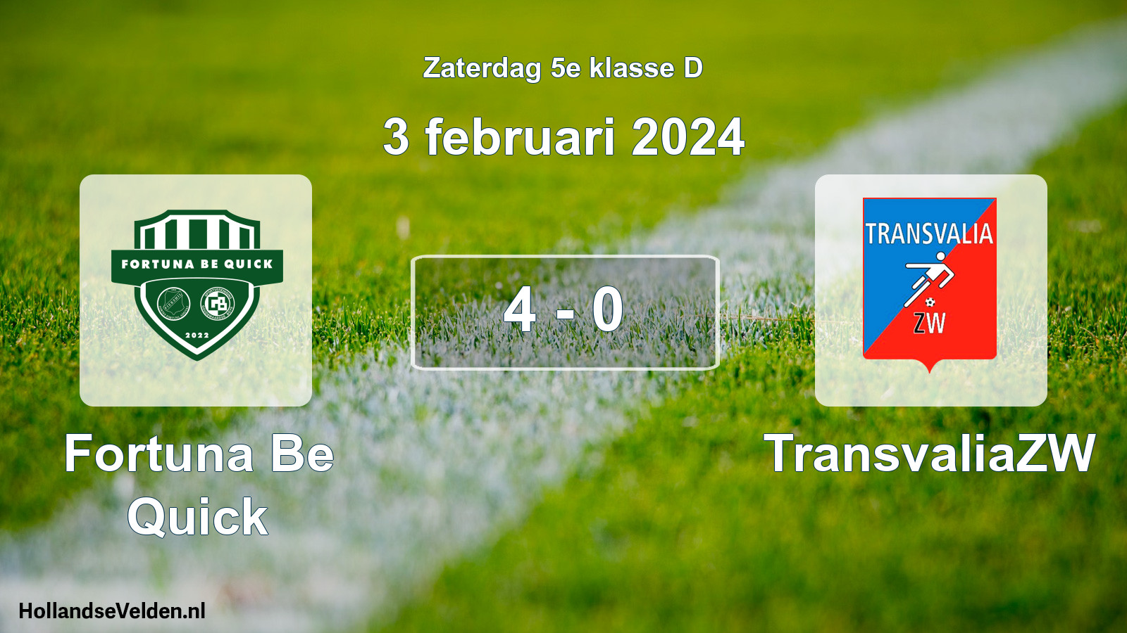 Total number of matches played: Fortuna Be Quick - TransvaliaZW 4 - 0 (3 February 2024)