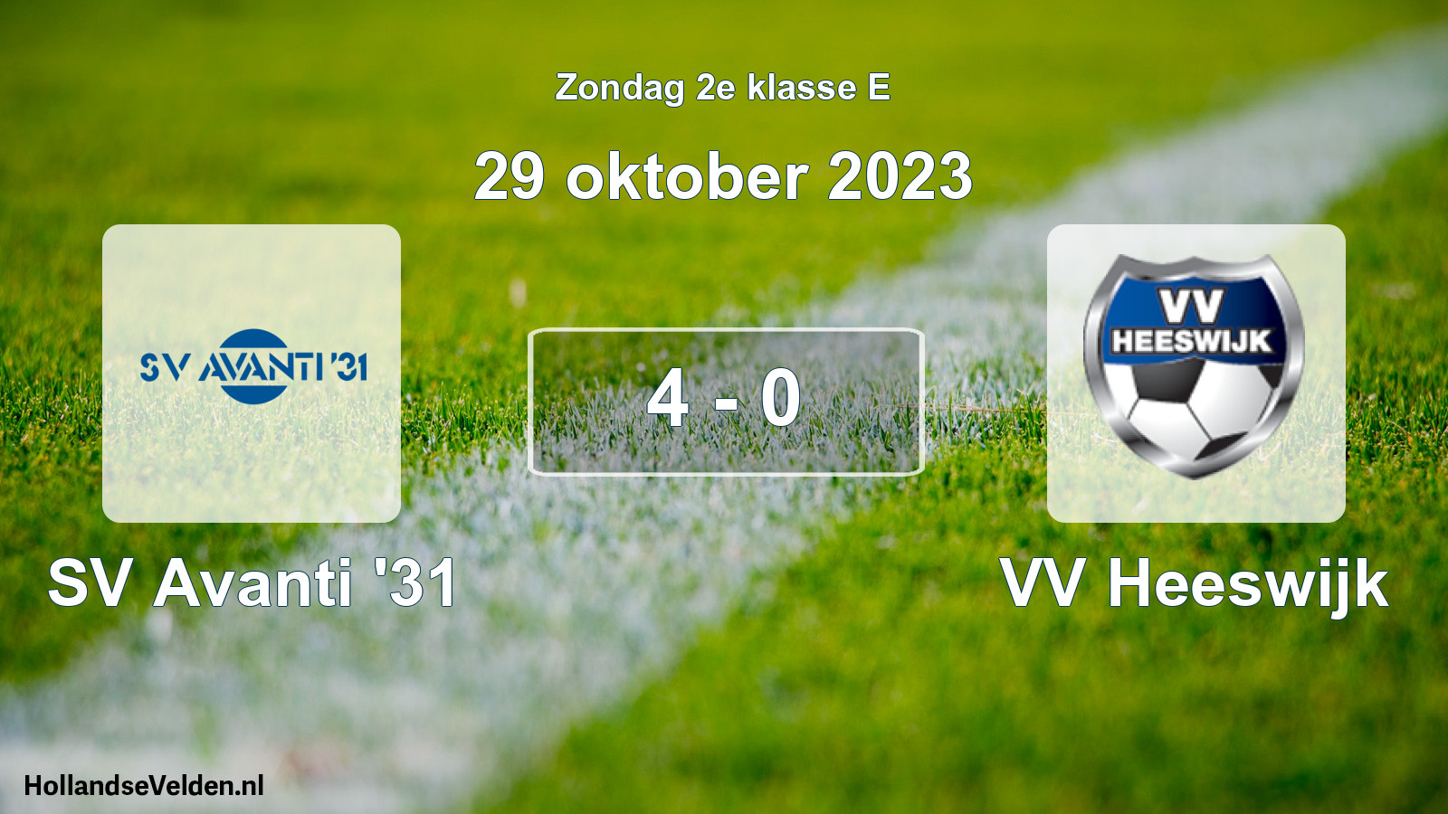 Total number of matches played: SV Avanti '31 - VV Heeswijk 4 - 0 (29 October 2023)