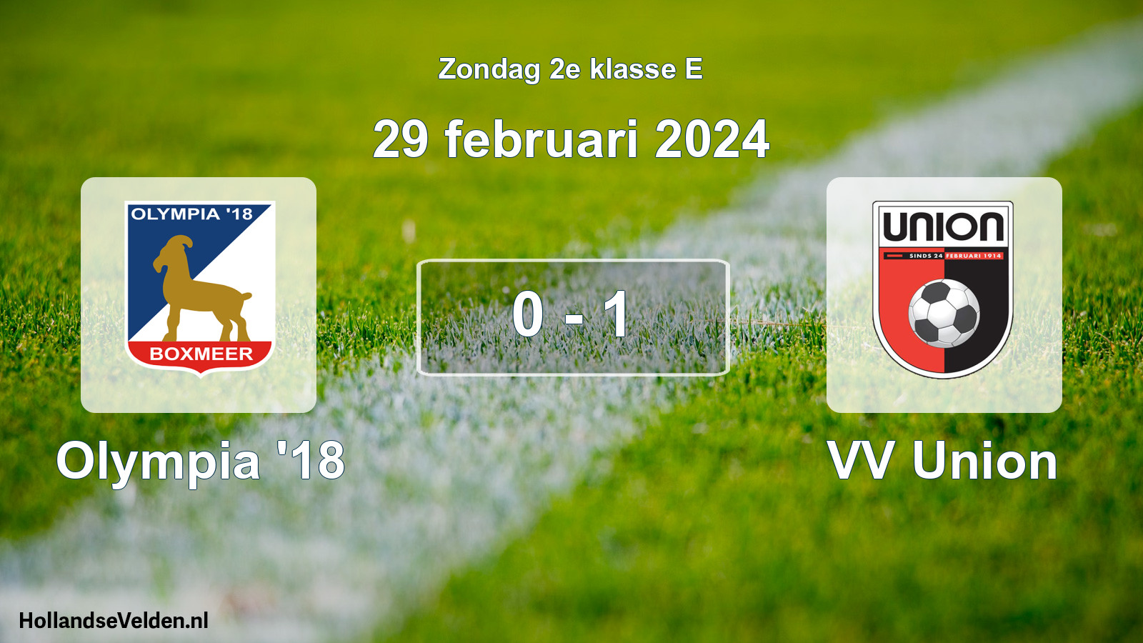 Total number of matches played: Olympia '18 - VV Union 0 - 1 (29 February 2024)