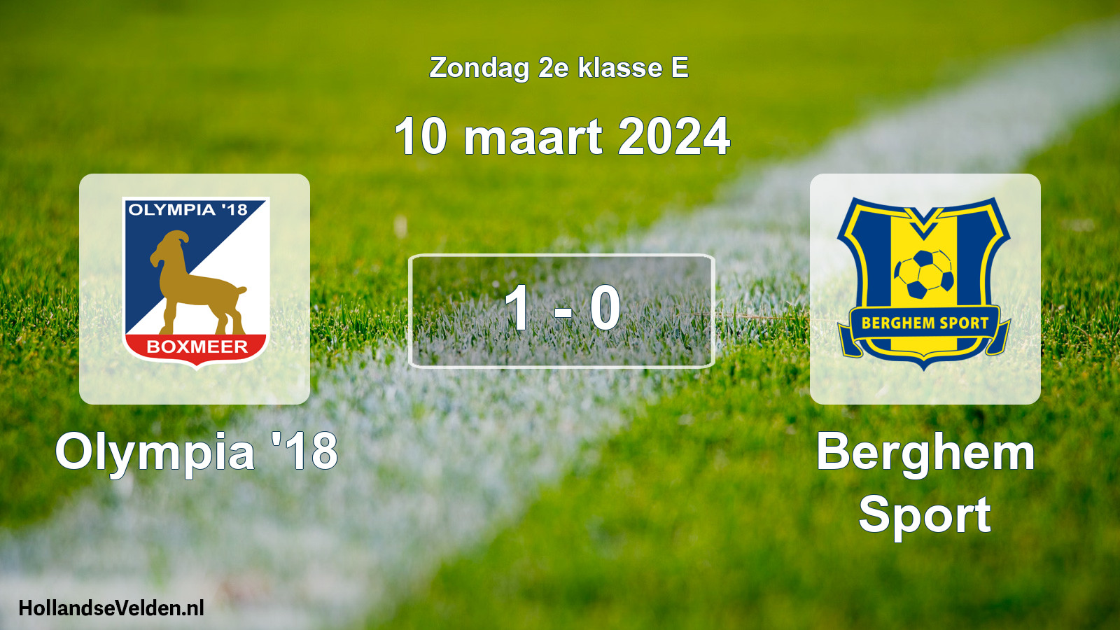 Total number of matches played: Olympia '18 - Berghem Sport 1 - 0 (10 March 2024)