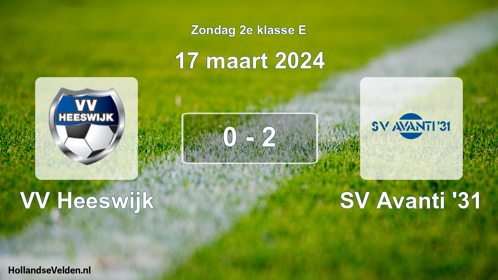 Total number of matches played: VV Heeswijk - SV Avanti '31 0 - 2 (17 March 2024)