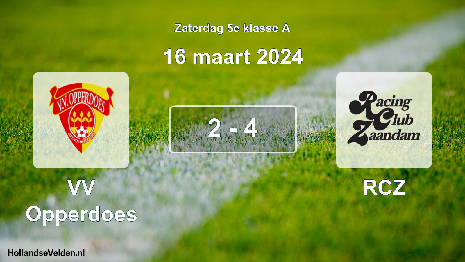 Total number of matches played: VV Opperdoes - RCZ 2 - 4 (16 March 2024)