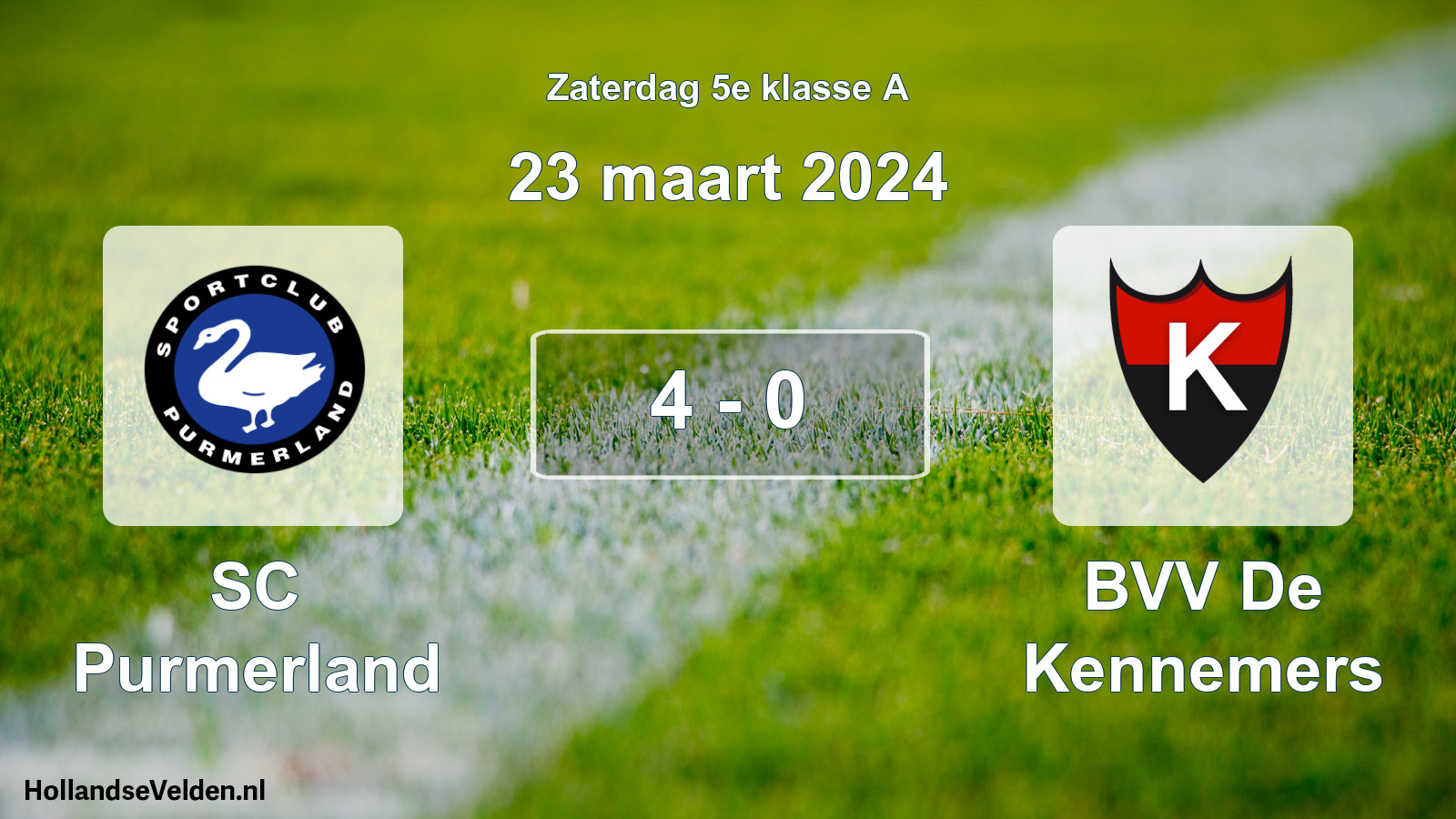 Total number of matches played: SC Purmerland - BVV De Kennemers 4 - 0 (23 March 2024)