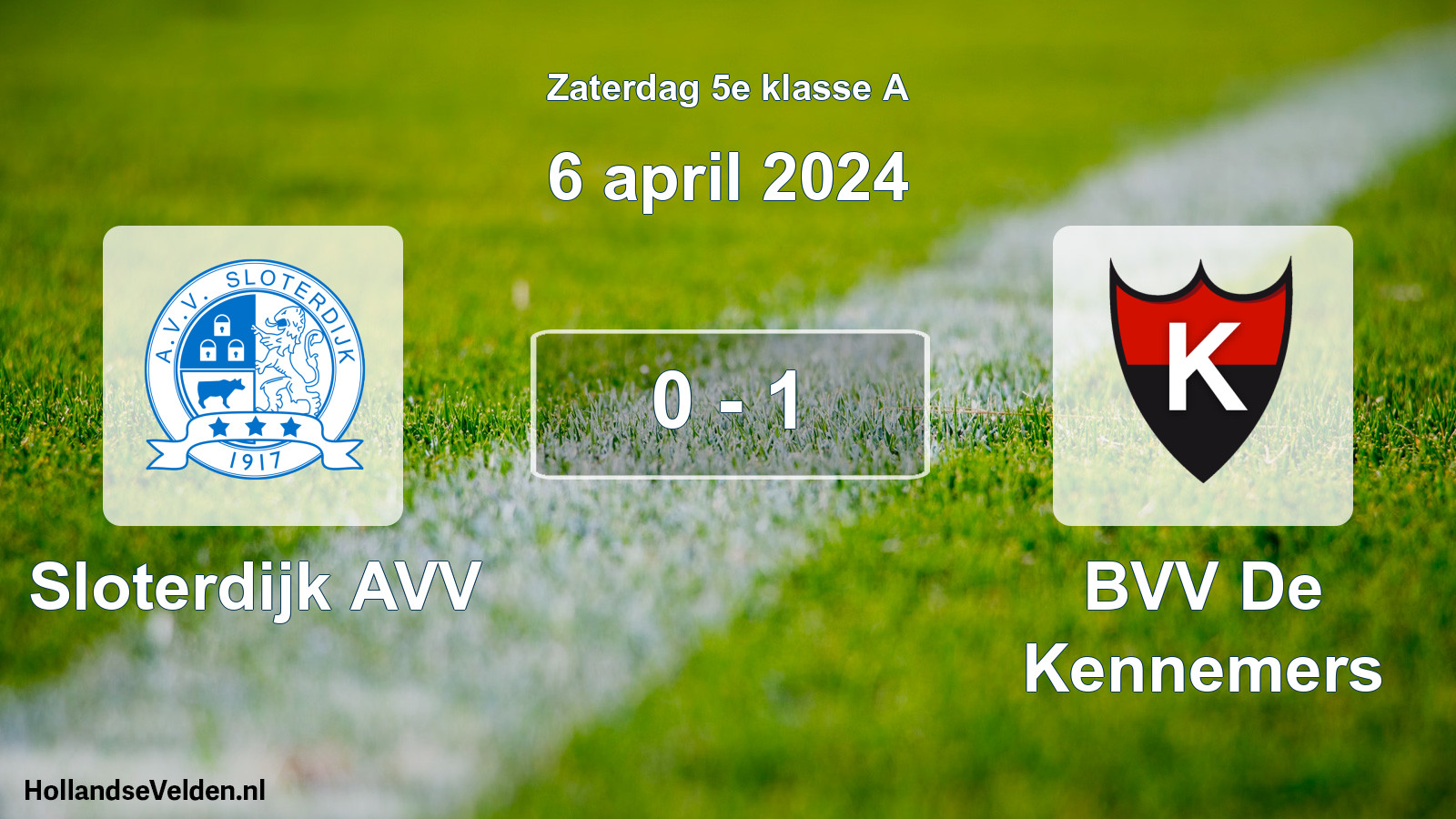 Total number of matches played: Sloterdijk AVV - BVV De Kennemers 0 - 1 (6 April 2024)